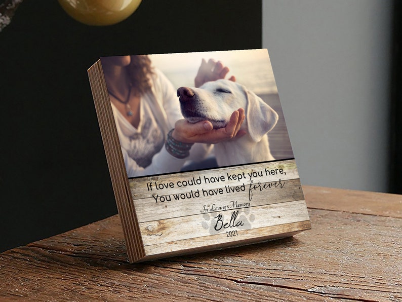 Personalized Pet Memorial Printed 4 or 6 - Wood Photo Block - Dog Loss Gift - Dog Memorial Frame - Pet Loss Gift Dog - Pet Memorial