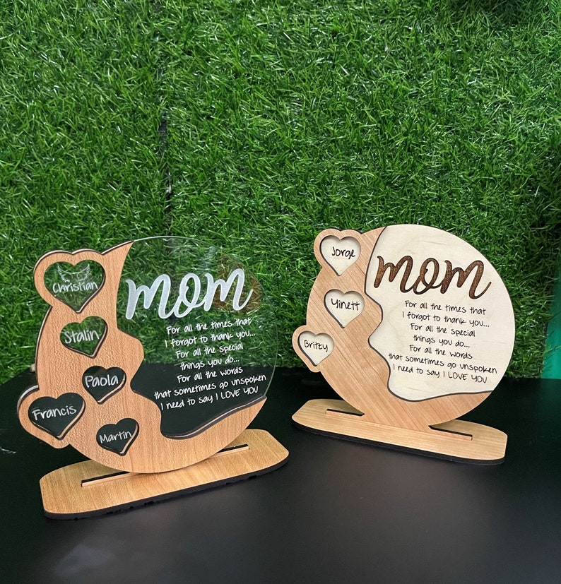 Gifts for Mom, Grandma Personalized Cherrywood - Acrylic - Birch wood Plaque, Beautiful gift - Mom gift