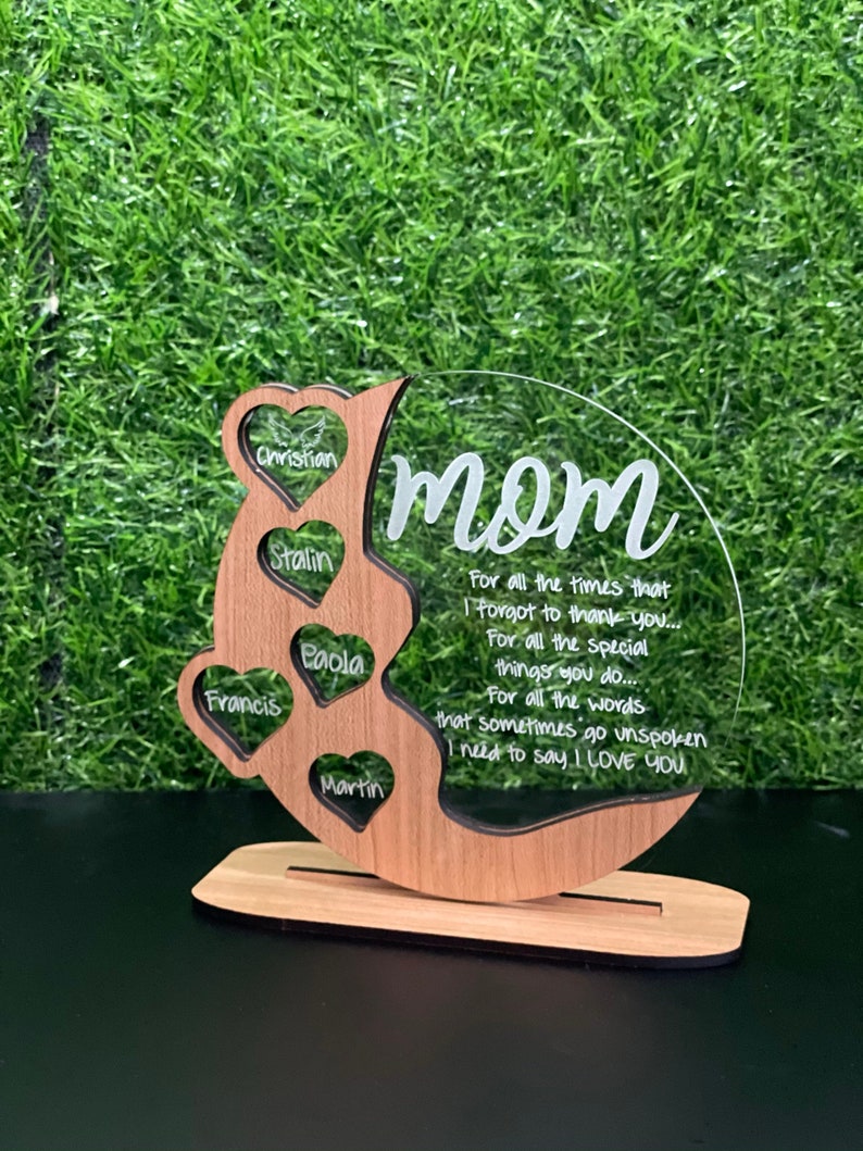 Gifts for Mom, Grandma Personalized Cherrywood - Acrylic - Birch wood Plaque, Beautiful gift - Mom gift