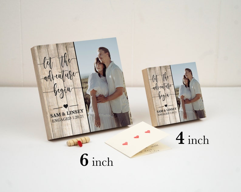 Personalized Engagement Frame Gift - Custom Photo Block - Newly Engaged Gift for Couple - Engagement Gifts