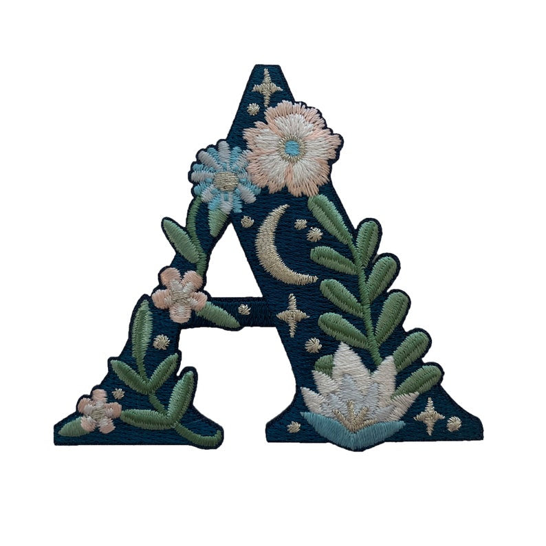 Botanical Letter Patches - Embroidered Applique Letters - Choose Your Letter or Initial! Flowers, Moon, & Stars Details! il_794xN.3034288632_sm1w.jpg