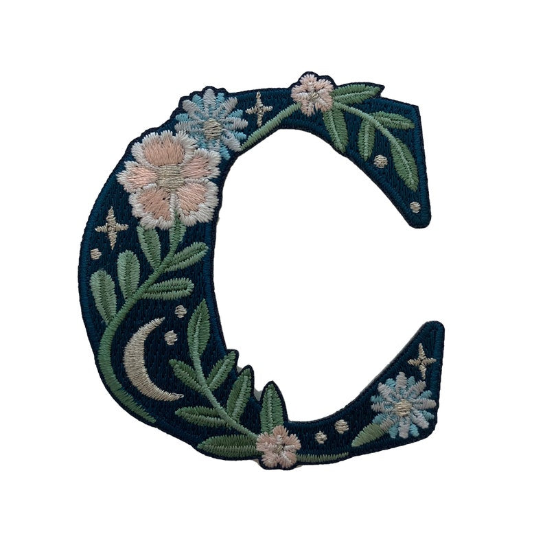 Botanical Letter Patches - Embroidered Applique Letters - Choose Your Letter or Initial! Flowers, Moon, & Stars Details! il_794xN.3082010455_t4e9.jpg