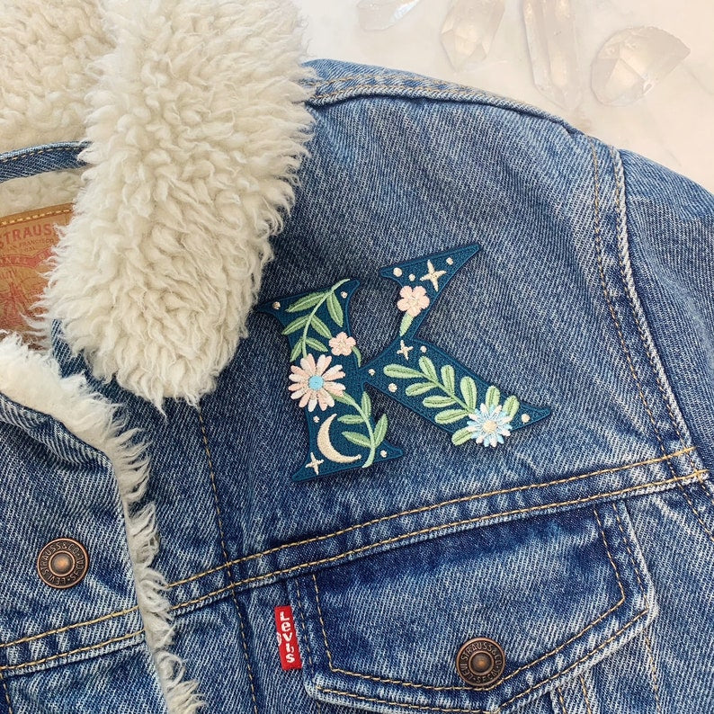 Botanical Letter Patches - Embroidered Applique Letters - Choose Your Letter or Initial! Flowers, Moon, & Stars Details! il_794xN.3082014785_e0j9.jpg