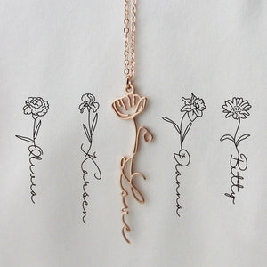 Custom Name Necklace with Birth Flower, Personalized Flower Jewelry Gift for Her, Handmade Birthday gift, Bridesmaid Gift for Mother's Day