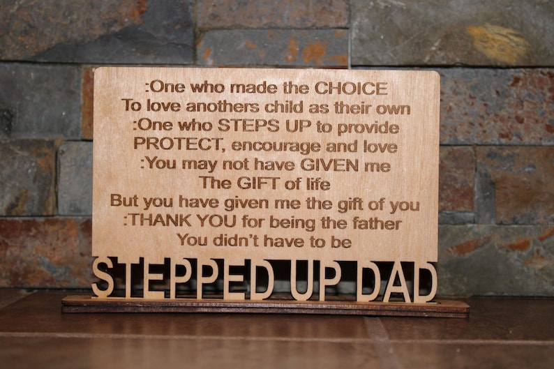 Definition of Stepped Up Dad - Wood Standing Sign Plaque - Step Dad Gift - Father's Day Gift