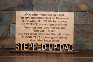 Definition of Stepped Up Dad - Wood Standing Sign Plaque - Step Dad Gift - Father's Day Gift