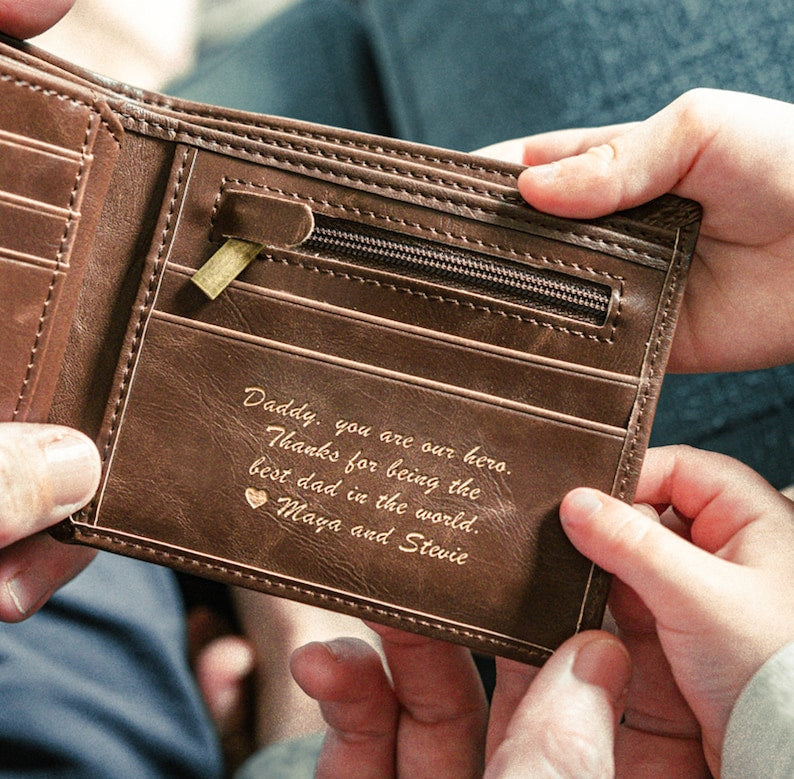 Christmas Gift for Dad - Gift for Men Personalized Men's Wallet The Perfect Gift for Him, Father's Day Gift, Sentimental Gift