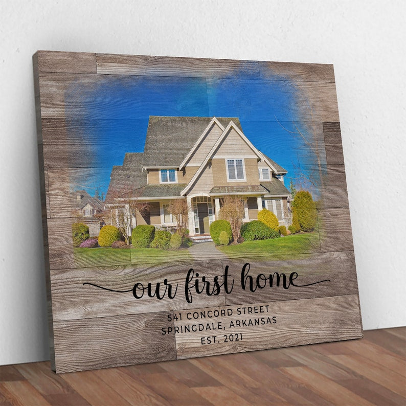 Housewarming Gift First Home, New Home Personalized Canvas Portrait Gift, Our First Home Sign, Realtor Closing Gift, House Warming Gift