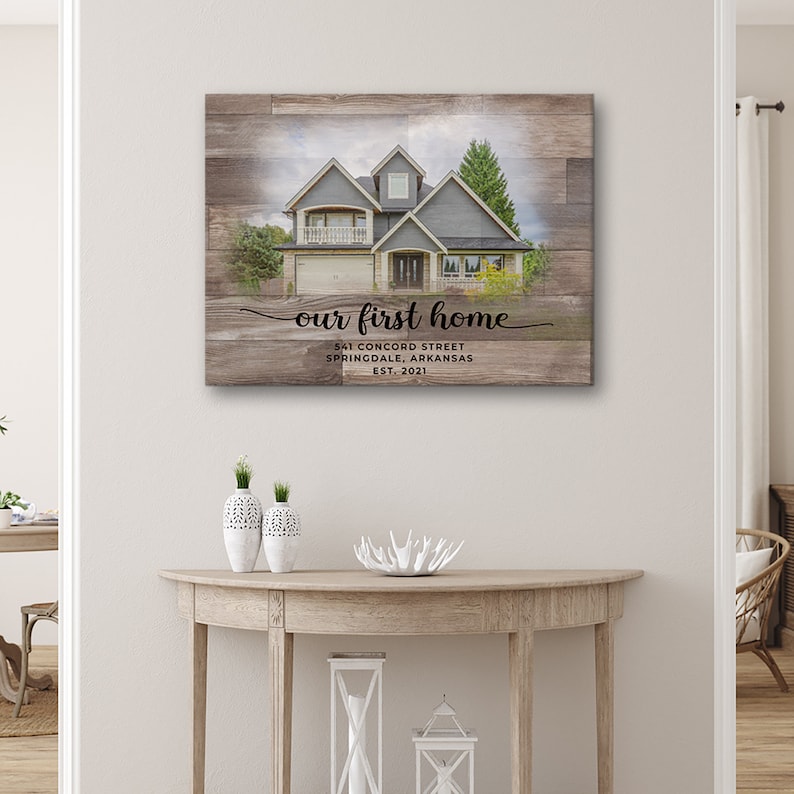 Housewarming Gift First Home, New Home Personalized Canvas Portrait Gift, Our First Home Sign, Realtor Closing Gift, House Warming Gift