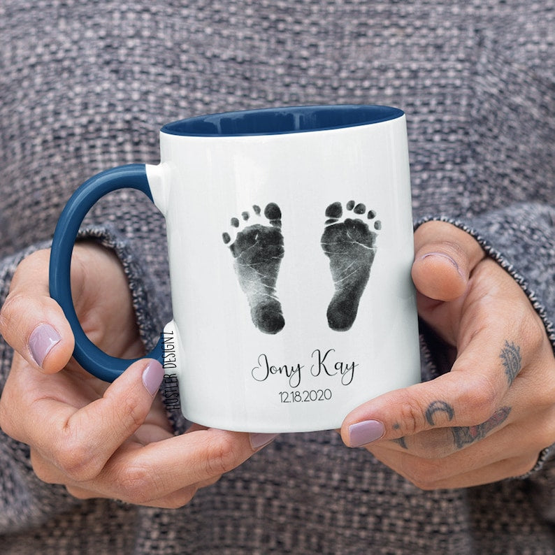 Handprint Mug, Footprint Mug, Baby Handprint Mug, Baby Footprint Mug, Personalized Mug, New Parents Gifts, Baby Keepsake Gifts