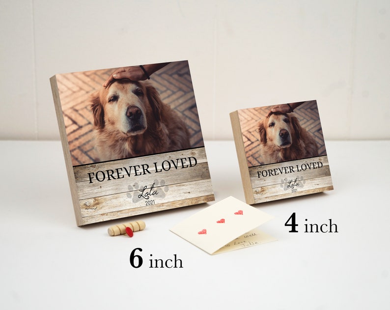 Personalized Pet Memorial Printed 4 or 6 - Wood Photo Block - Dog Loss Gift - Dog Memorial Gift - Pet Loss Gift Dog - Pet Memorial Gift