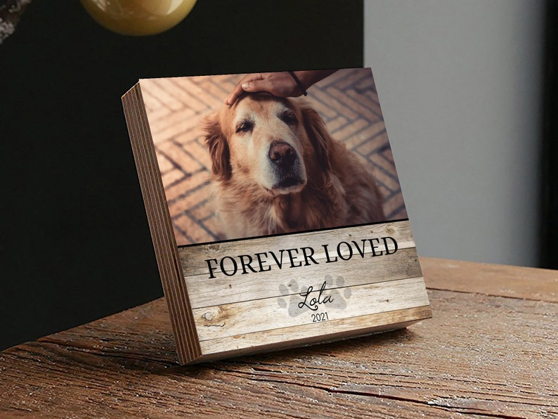 Personalized Pet Memorial Printed 4 or 6 - Wood Photo Block - Dog Loss Gift - Dog Memorial Gift - Pet Loss Gift Dog - Pet Memorial Gift