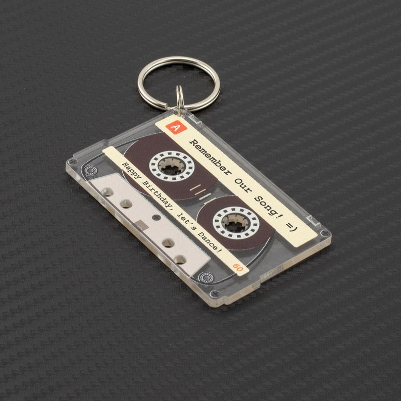 Personalised Song Message Cassette Keychain Custom Song Retro Tape Keyring
