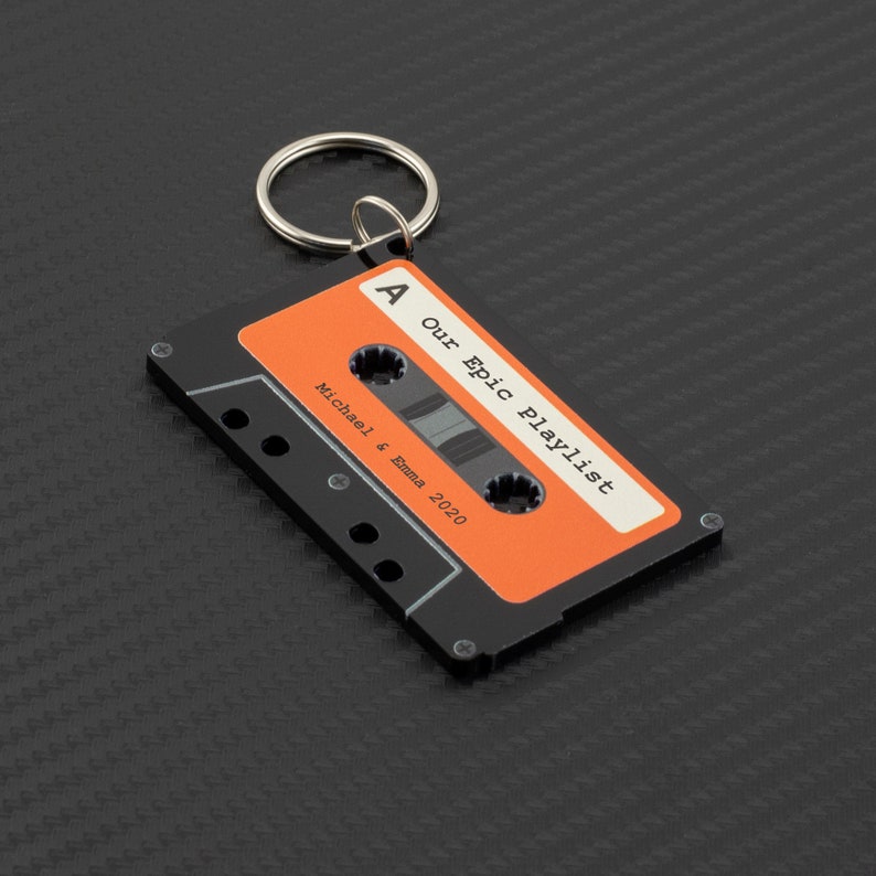 Personalised Song Message Cassette Keychain Custom Song Retro Tape Keyring