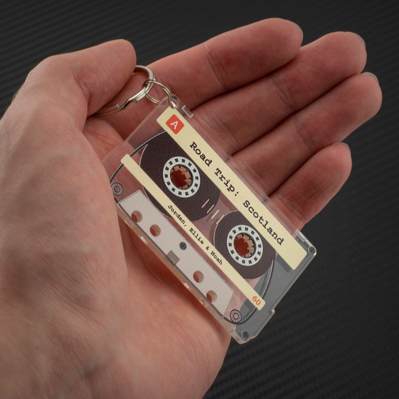 Personalised Song Message Cassette Keychain Custom Song Retro Tape Keyring