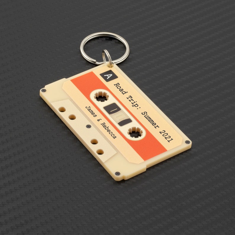 Personalised Song Message Cassette Keychain Custom Song Retro Tape Keyring