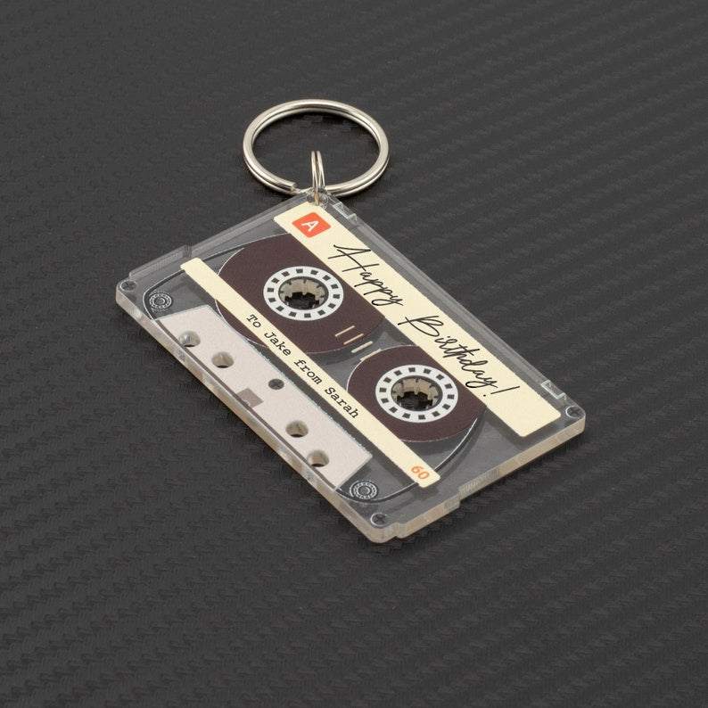 Personalised Song Message Cassette Keychain Custom Song Retro Tape Keyring