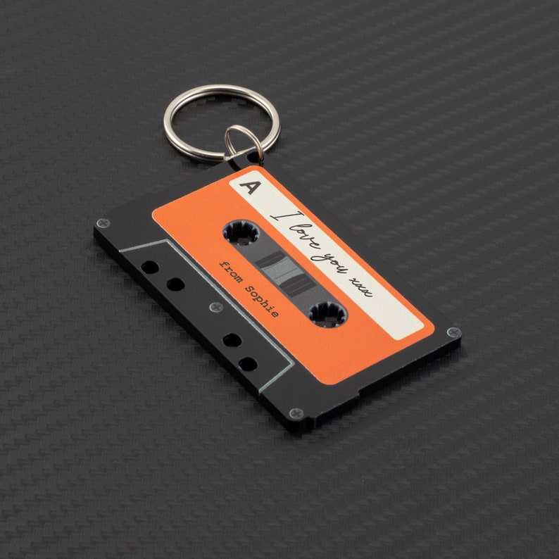 Personalised Song Message Cassette Keychain Custom Song Retro Tape Keyring