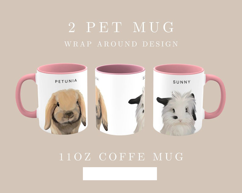 Custom Pet Mug, Personalized Portrait Home Decor, Custom Pet Art, Gift Idea for Dog Lovers, Dog Mom, Pet Memorial, Unique Gift Idea