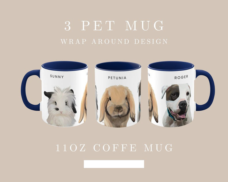 Custom Pet Mug, Personalized Portrait Home Decor, Custom Pet Art, Gift Idea for Dog Lovers, Dog Mom, Pet Memorial, Unique Gift Idea
