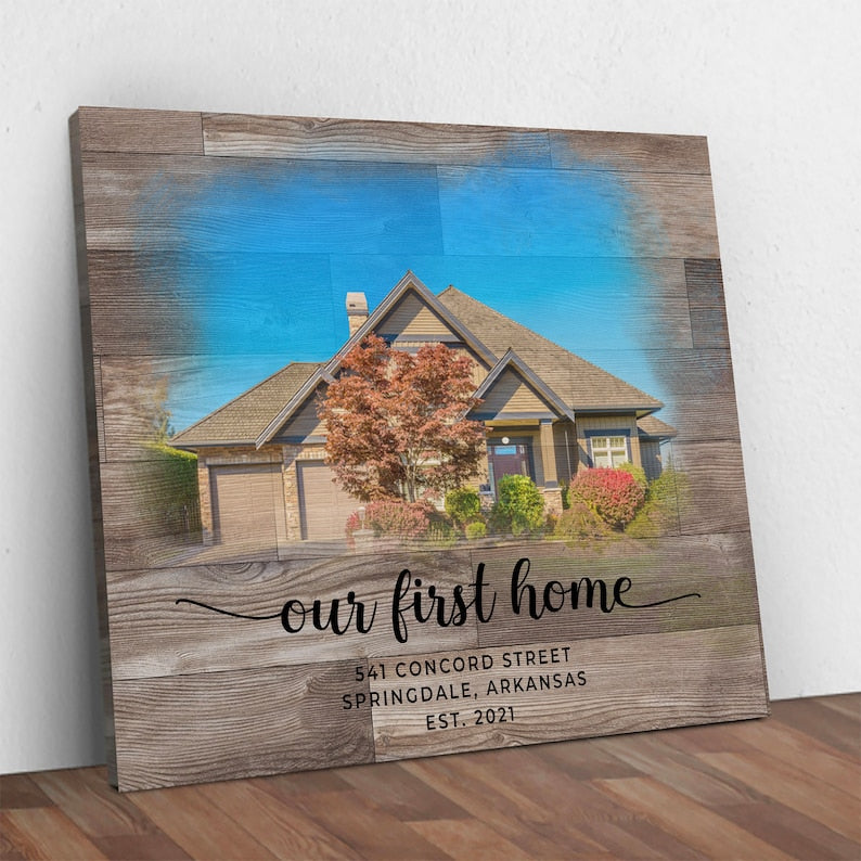 Housewarming Gift First Home, New Home Personalized Canvas Portrait Gift, Our First Home Sign, Realtor Closing Gift, House Warming Gift