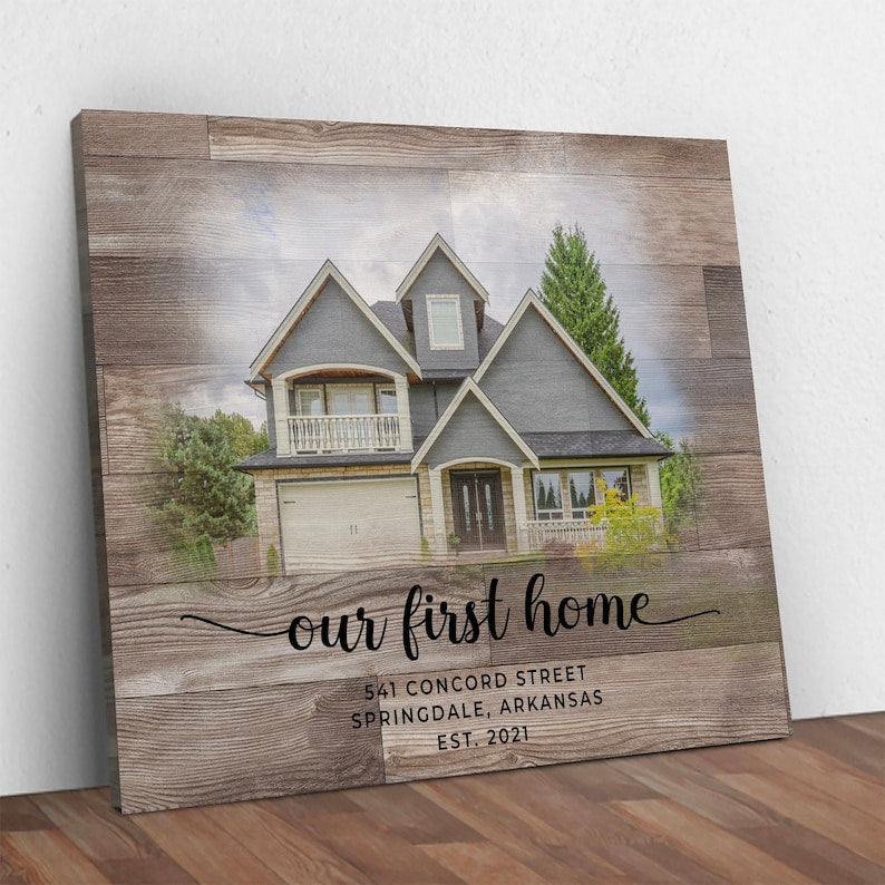 Housewarming Gift First Home, New Home Personalized Canvas Portrait Gift, Our First Home Sign, Realtor Closing Gift, House Warming Gift