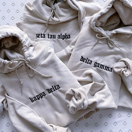 Old English Sorority Chapter Greek Letter Hoodie Sweatshirt / Gildan Hoodie Sweatshirt / Big Little Family Letter Hoodie Sweatshirts il_794xN.3222371393_pnk9.jpg