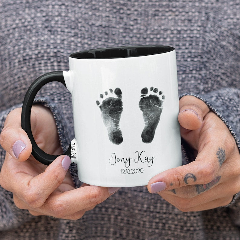 Handprint Mug, Footprint Mug, Baby Handprint Mug, Baby Footprint Mug, Personalized Mug, New Parents Gifts, Baby Keepsake Gifts