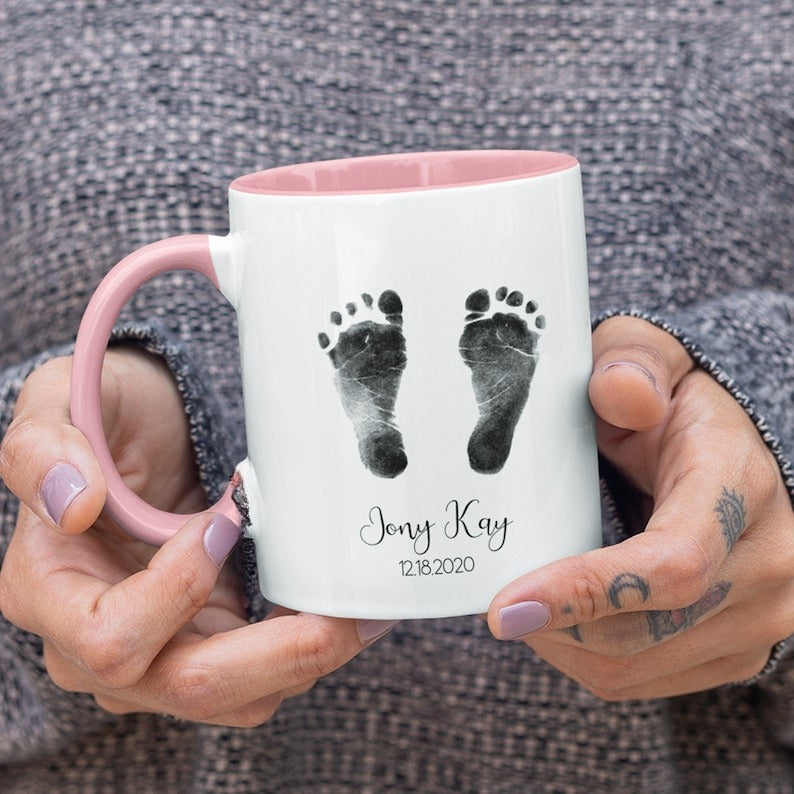 Handprint Mug, Footprint Mug, Baby Handprint Mug, Baby Footprint Mug, Personalized Mug, New Parents Gifts, Baby Keepsake Gifts