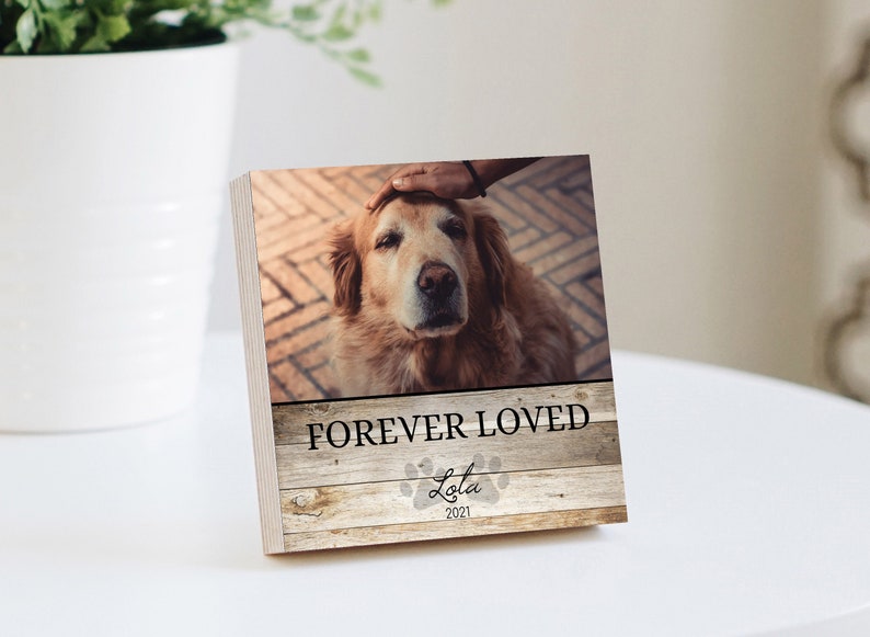 Personalized Pet Memorial Printed 4 or 6 - Wood Photo Block - Dog Loss Gift - Dog Memorial Gift - Pet Loss Gift Dog - Pet Memorial Gift