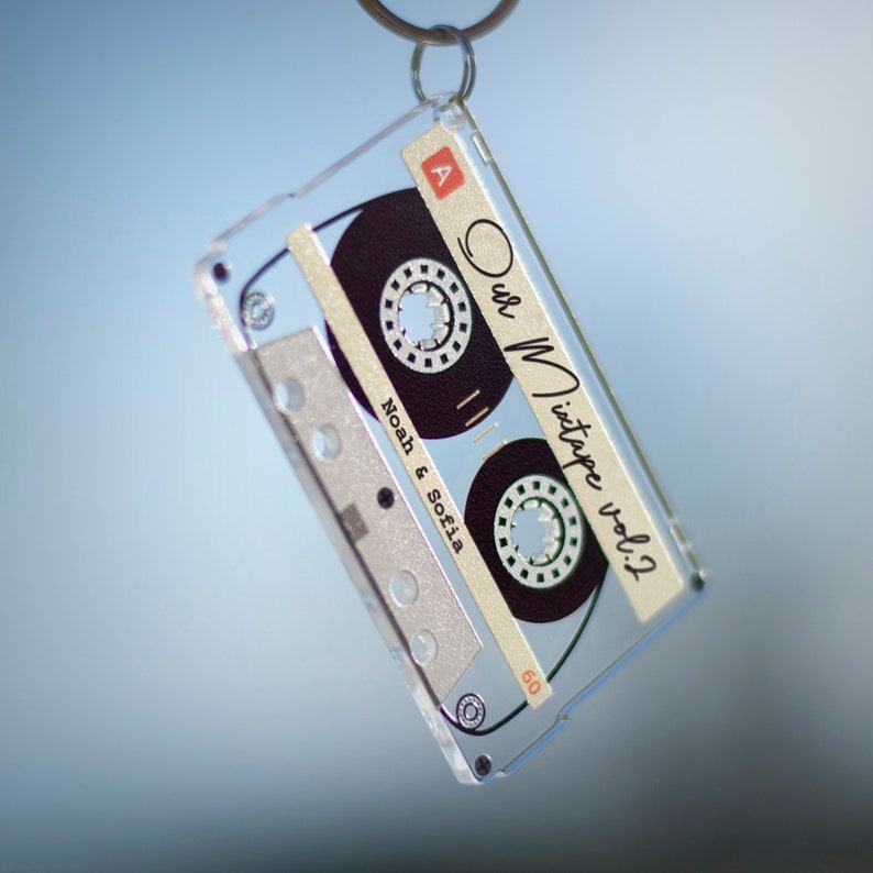 Personalised Song Message Cassette Keychain Custom Song Retro Tape Keyring