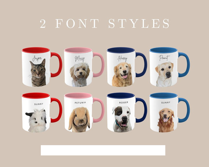 Custom Pet Mug, Personalized Portrait Home Decor, Custom Pet Art, Gift Idea for Dog Lovers, Dog Mom, Pet Memorial, Unique Gift Idea