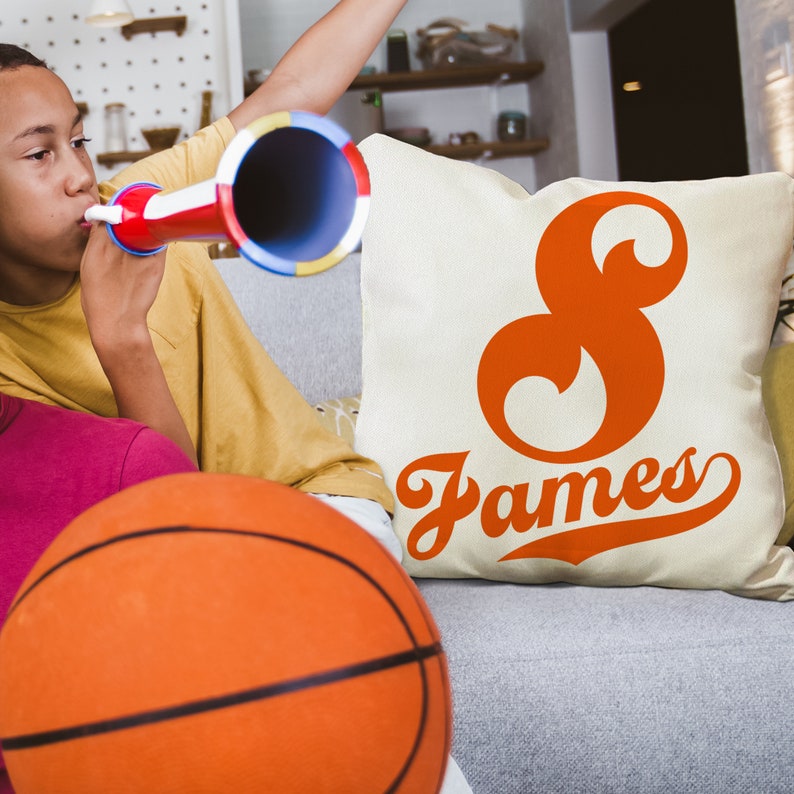 Personalized Sports Throw Pillow Cover Decor w/Number & Name - Customized Baseball Basketball Football Soccer Pillows Case, Home Decorations