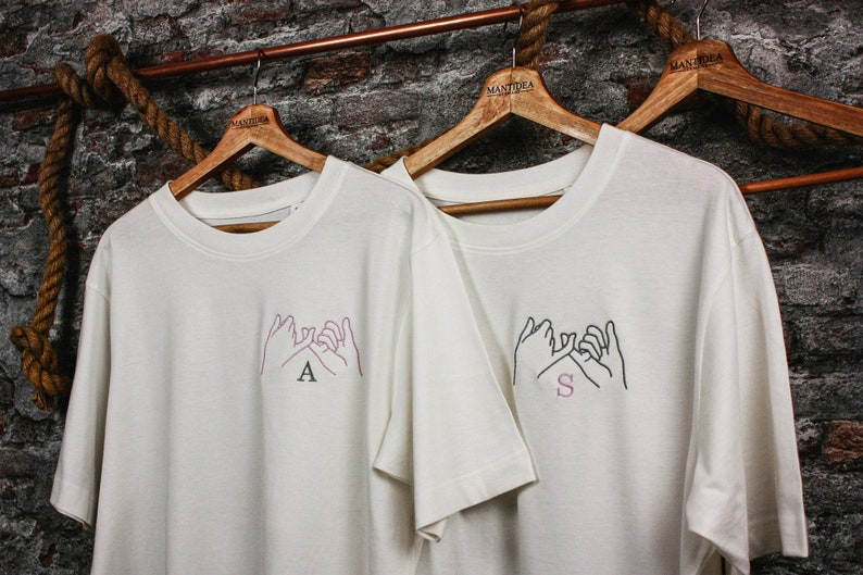 Personalized Pinky Promise Partner Embroidered T-Shirt | Birthday Gift | Gift for Partner
