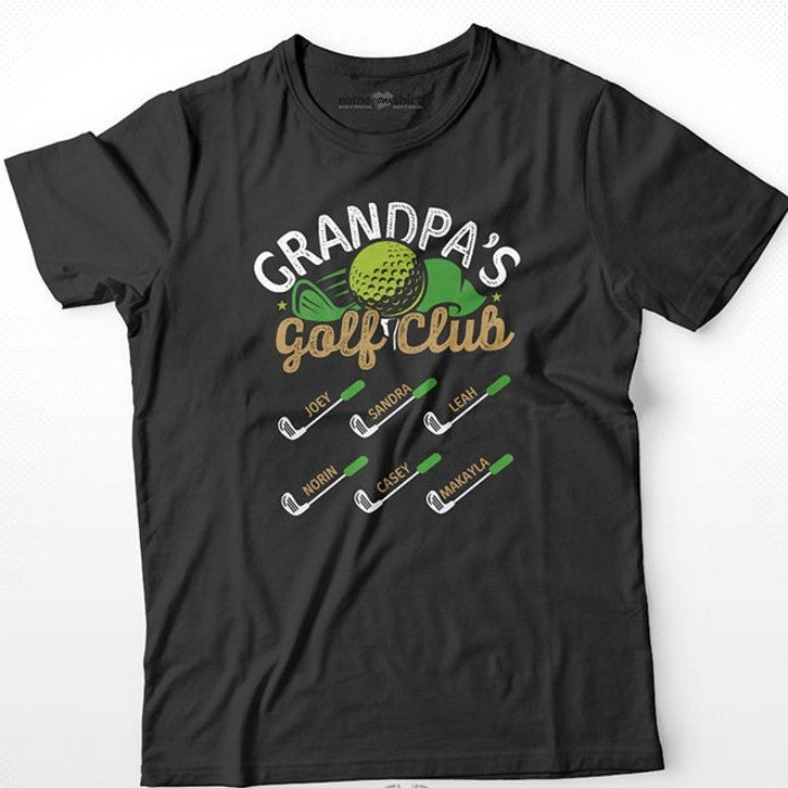 Personalized Grandpa Golf Club Shirt With Grandkids Names, Golf Gifts For Dad Grandpa, Golfing Dad