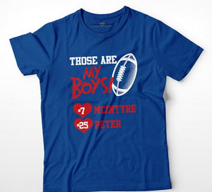 Personalized Those Are My Boys Football Mom Shirt, 2 Players Twin Football Mom Shirt