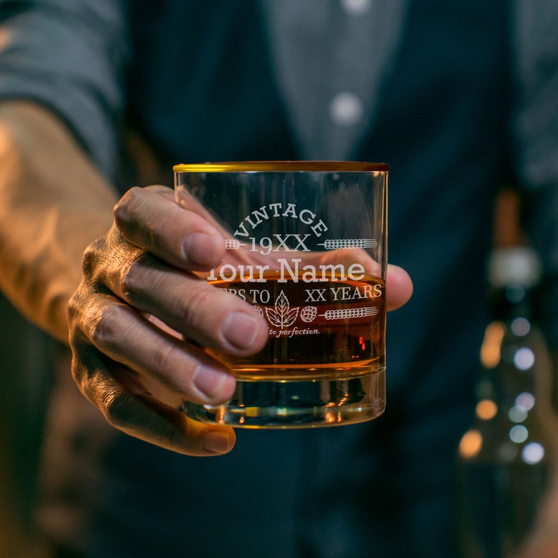 Personalized Whiskey Glass-Custom Birthday Gifts for Men and Women-Personalized Birthday Gift For Him-Birthday Gift-Custom Whiskey Glass