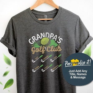 Personalized Grandpa Golf Club Shirt With Grandkids Names, Golf Gifts For Dad Grandpa, Golfing Dad