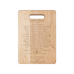 Wedding Gift for Parents from Bride and Groom Cutting Board l Unique Mother, Father In Law Wedding Gift l Custom Maple Cutting Board