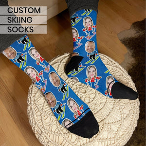 Ski Socks Custom, Ski Gifts, Gifts for Skiers Socks for Him, Skiing Gifts, Skier Gift Socks, Custom Face Socks, Customized Socks