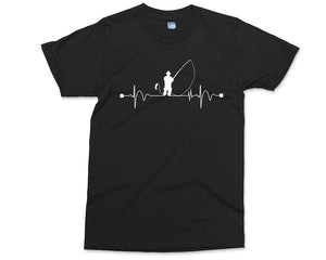 Fishing Heart Beat Pulse T-Shirt Fisherman Gift Angling Angler Catching Fish Fathers Day Daddy Grandad Gift Tee Mens Birthday Shirt