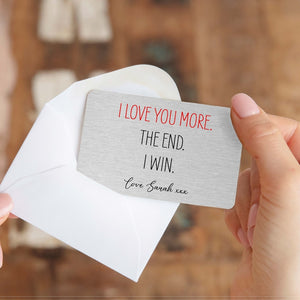 Personalised I Love You More Metal Wallet Card | Anniversary Gift for Him or Her | Christmas Gift for Boyfriend or Girlfriend, Husband