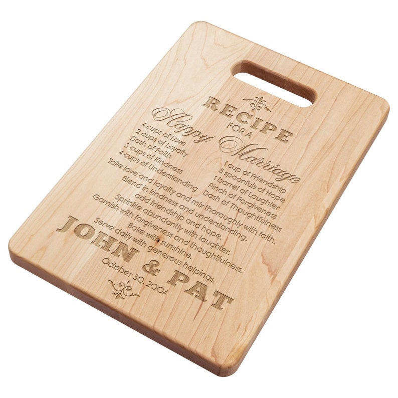 Custom Wedding Cutting Board l Recipe for Happy Marriage l Personalized Wedding Gift For Couples l For Newly Wed l Housewarming Gift Idea
