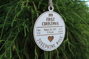 Babys First Christmas Ornament | Custom Engraved Wooden Ornament | My first Christmas Ornament | New Baby gift | Personalized Ornament