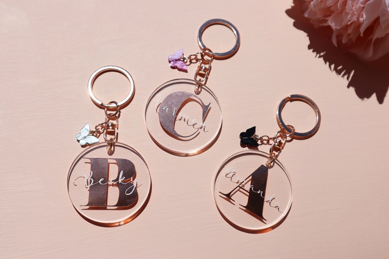 Personalised Initial Butterfly Keyring | Large Initial Keyring | Acrylic Keychain | Letter Keyring | Bridesmaid | Christmas | Gifts For Her