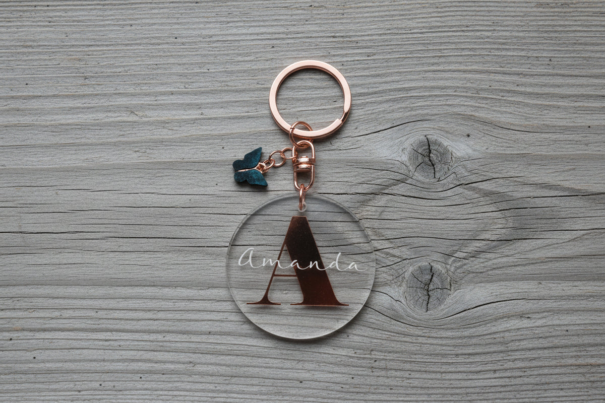 Personalised Initial Butterfly Keyring | Large Initial Keyring | Acrylic Keychain | Letter Keyring | Bridesmaid | Christmas | Gifts For Her