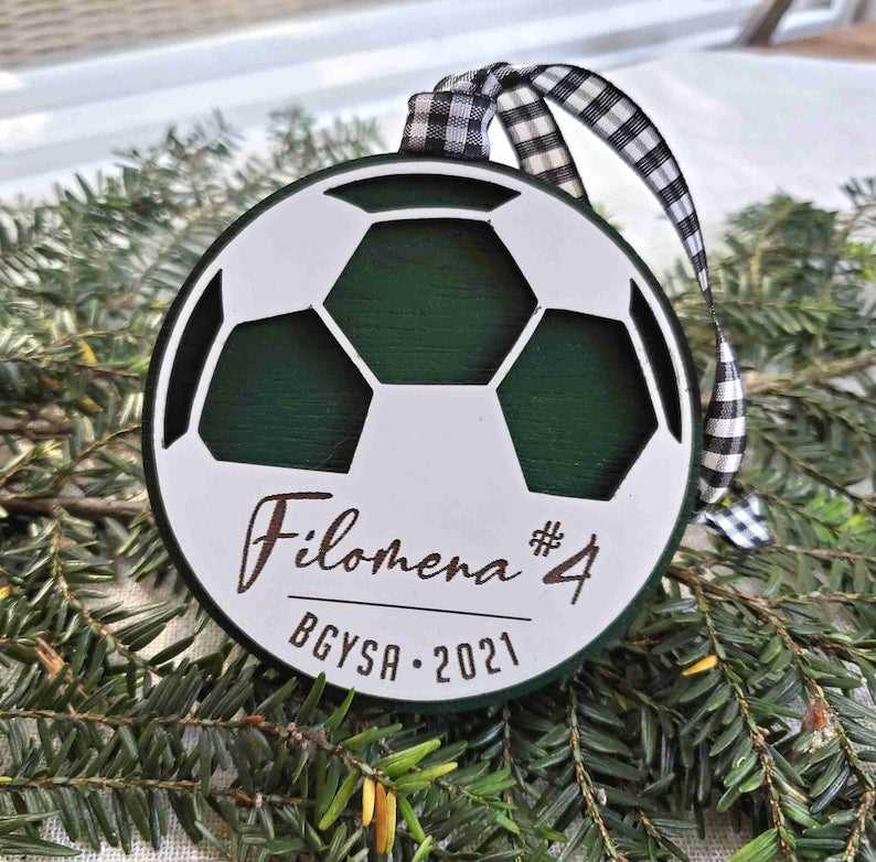 Soccer ornament, personalized soccer ornament, soccer team gift, soccer gift, coach gift