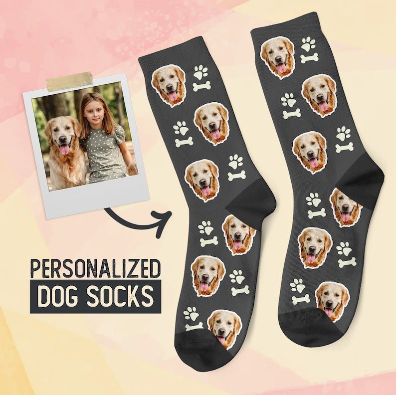 Custom Dog Socks, Personalized Pet Photo Socks, Customized Cute Dog Face Socks, Dog Lover Gift, Funny Dog Socks, Dog Mom Gift, Pet Socks