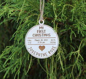 Babys First Christmas Ornament | Custom Engraved Wooden Ornament | My first Christmas Ornament | New Baby gift | Personalized Ornament