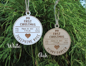 Babys First Christmas Ornament | Custom Engraved Wooden Ornament | My first Christmas Ornament | New Baby gift | Personalized Ornament